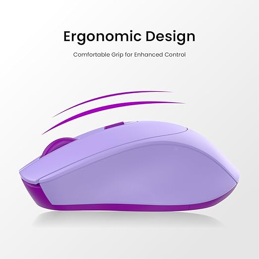 Portronics Toad 31 Wireless Mouse with 2.4 GHz Connectivity, USB Receiver, 10m Working Distance, Ergonomic Design, Auto Power Saving, Adjustable DPI for Laptop & PC (Purple)